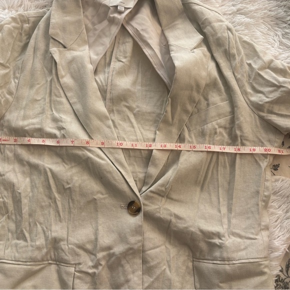 Love Tree Beige Linen Look Boyfriend Blazer Jacket Women’s Large - Picture 5 of 8